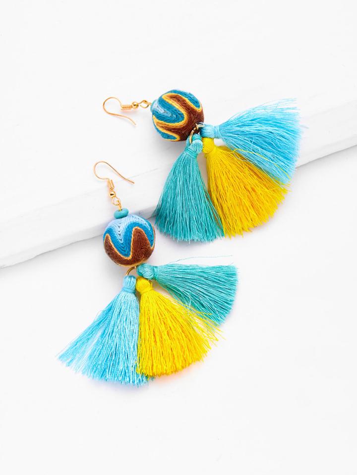 Romwe Charm Tassel Earrings