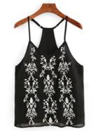 Romwe Racerback Embroidery Cami Top