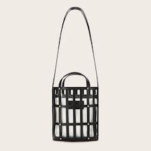 Romwe Caged Bucket Bag With Inner Pouch