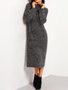 Romwe Black Turtleneck Long Sleeve Sweater Dress