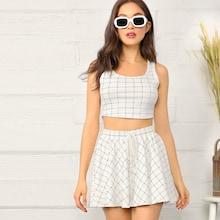Romwe Grid  Crop Tank Top