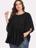 Romwe Butterfly Sleeve Ruffle Hem Top