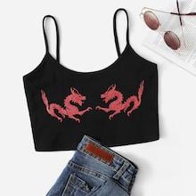 Romwe Dragon Print Cami Top