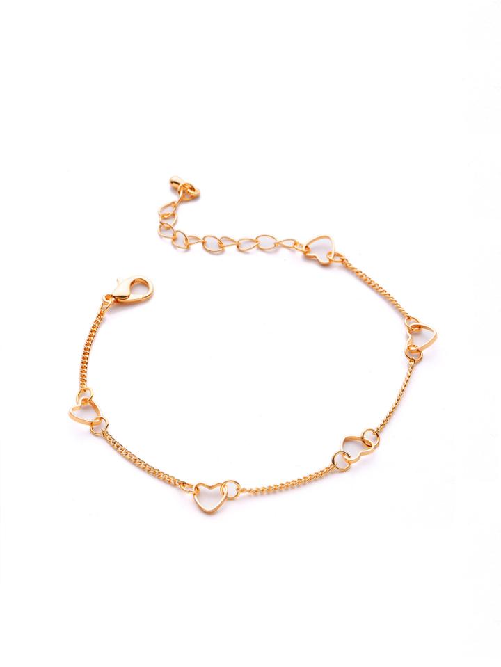 Romwe Metal Heart Design Chain Bracelet