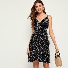 Romwe Polka Dot Print Cami Dress