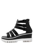 Romwe Black Lug Sole Metallic Gladiator Sandals
