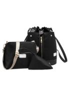 Romwe Plain Nylon 3pcs Bag Set - Black