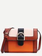 Romwe Color Block Buckled Strap Front Crossbody Bag