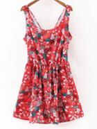 Romwe Multicolor Sleeveless Cut Out Tie Back Print Dress