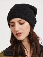 Romwe Black Textured Knit Beanie Hat