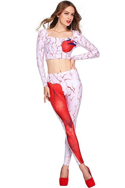 Romwe Heart & Blood Vessels Leggings