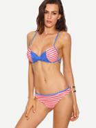 Romwe Contrast Stars & Stripes Print Bikini Set