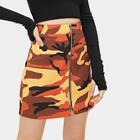 Romwe Camo Print Zip Up Skirt