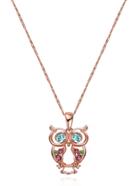 Romwe Rhinestone Owl Shaped Pendant Chain Necklace
