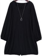 Romwe Long Sleeve Zipper Loose Romper