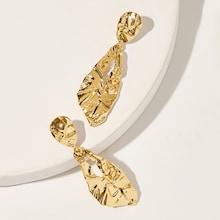 Romwe Hammered Metal Drop Earrings 1pc