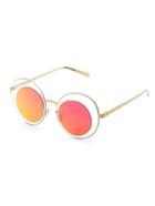 Romwe Gold Double Frame Tinted Lens Sunglasses