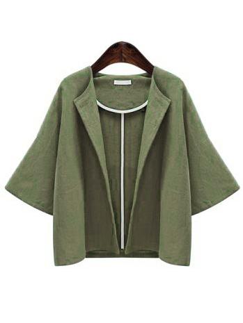 Romwe Olive Green Bell Sleeve Coat