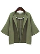 Romwe Olive Green Bell Sleeve Coat