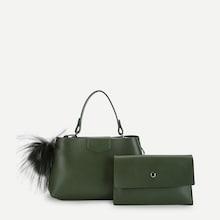 Romwe Pom Pom Detail Pu Combination Bag 2pcs