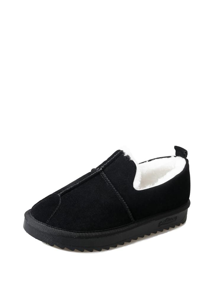 Romwe Faux Suede Fur Lined Flats