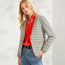 Romwe Raw Hem Plaid Print Blazer