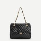 Romwe Quilted Satchel Bag With Chain
