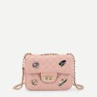 Romwe Quilted Patch Decor Chain Crossbody Bag