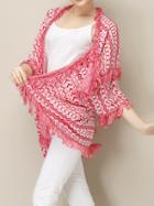 Romwe With Tassel Geometric Print Cardigan