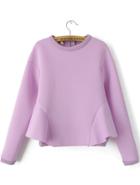 Romwe Peplum Zip Purple Blouse