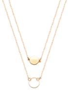 Romwe Gold Double Layer Geometric Round Necklace