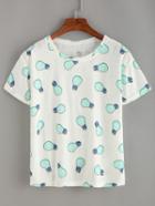 Romwe Allover Light Bulb Print T-shirt - Green