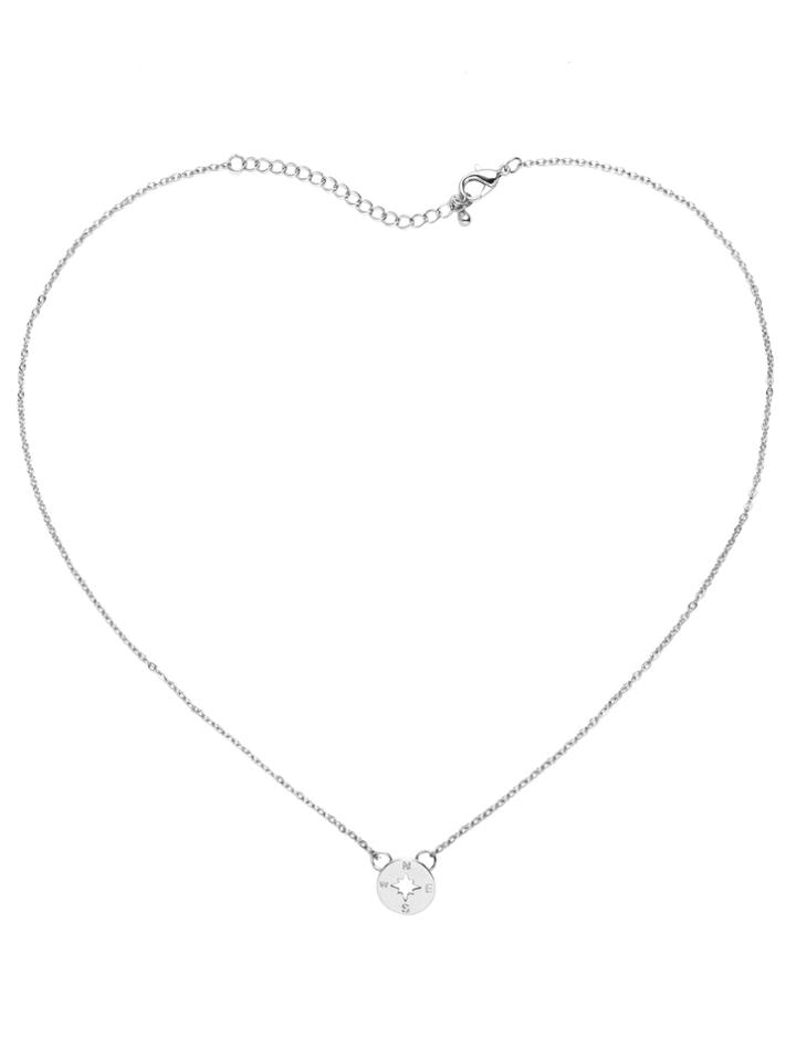Romwe Silver Plated Compass Delicate Necklace