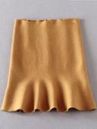 Romwe Mermaid Knit Yellow Skirt