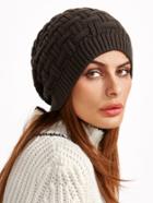Romwe Brown Knit Textured Casual Beanie Hat