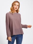 Romwe High Low Pleated Back Blouse