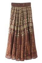 Romwe Retro Totem Print Pleated Skirt