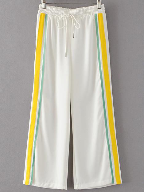 Romwe Striped Side Drawstring Sport Pants