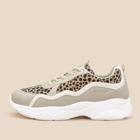 Romwe Leopard Pattern Lace-up Chunky Trainers