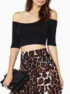 Romwe Off The Shoulder Slim T-shirt