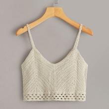 Romwe Crochet Crop Cami Top
