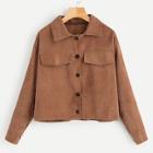 Romwe Button Front Collar Utility Jacket