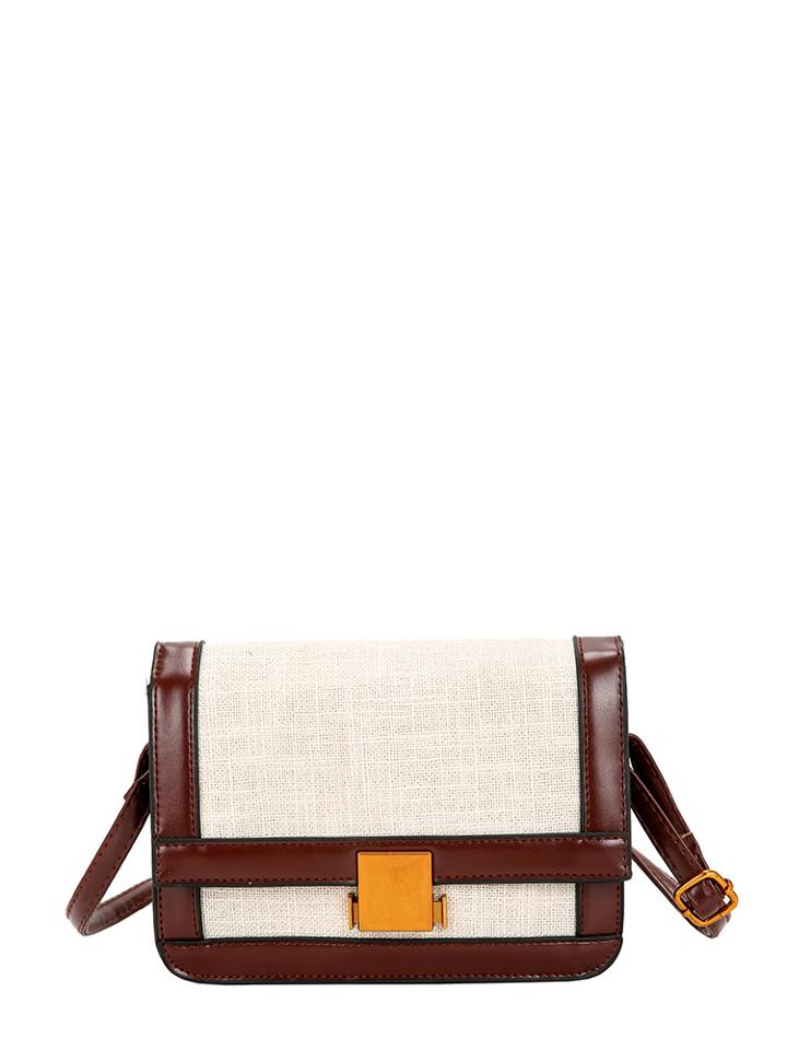 Romwe Contrast Trim Flap Shoulder Bag