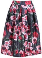 Romwe Floral Print Midi Red Skirt
