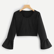 Romwe Flounce Sleeve Crop Tee