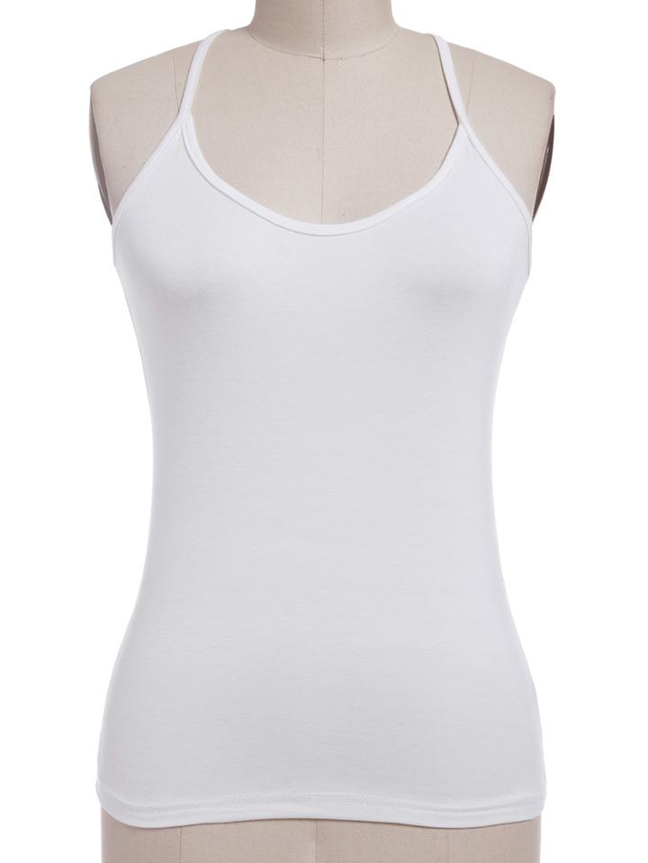 Romwe Halter Slim White Cami Top
