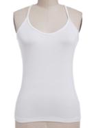 Romwe Halter Slim White Cami Top