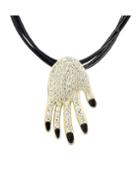 Romwe Black Hand Shape Pendant Necklace