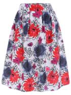 Romwe Elastic Waist Florals Skirt With Zipper