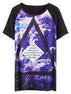 Romwe Printed Raglan Sleeve Long T-shirt